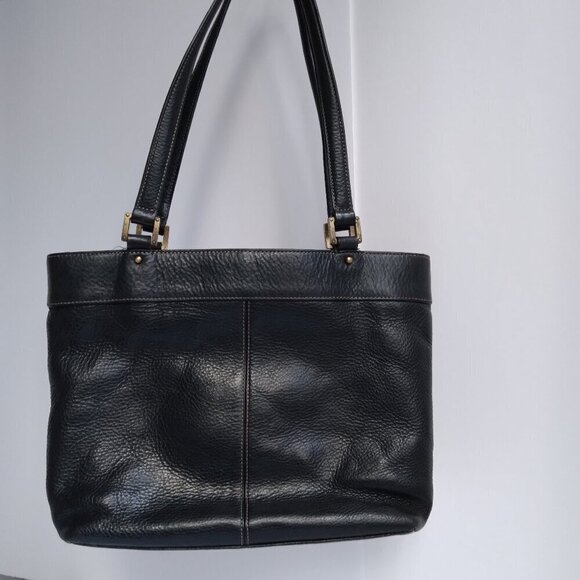 Etienne Aigner Roomy Black Pebbled Leather Shoulder Bag Vintage Western Look - Picture 2 of 11